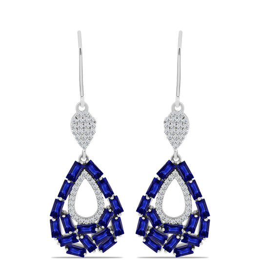 Stříbrné Náušnice s Australským Modrým Safírem a Bílým Topazem