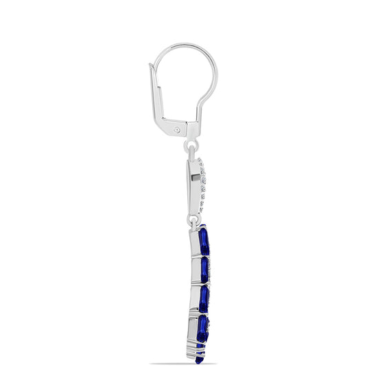 Stříbrné Náušnice s Australským Modrým Safírem a Bílým Topazem