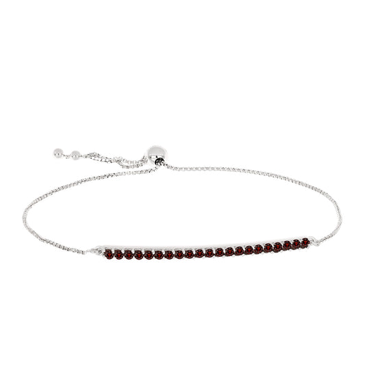 Stříbro 925/1000 - Náramek s Bartonským Granátem - Karátové číslo: 1.01. přibližná hmotnost: 4 gramů