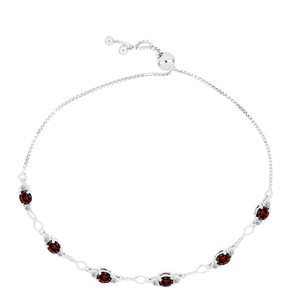 Stříbrný Náramek s Bartonským Granátem a Bílým Topazem
