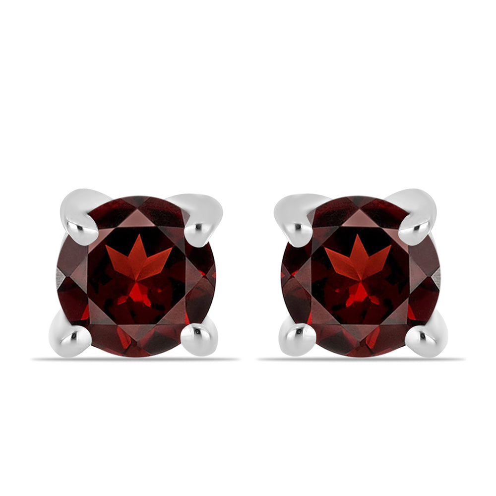 Stříbro 925/1000 - Náušnice s Bartonským Granátem - Karátové číslo: 0.77. přibližná hmotnost: 0.91 gramů