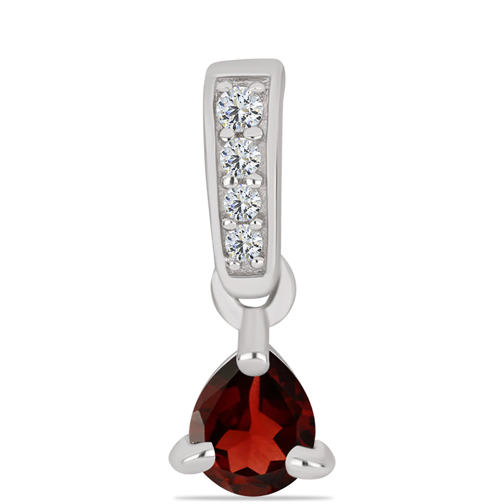 Stříbro 925/1000 - Přívěsek s Bartonským Granátem a Bílým Topazem - Karátové číslo: 0.43. přibližná hmotnost: 0.75 gramů