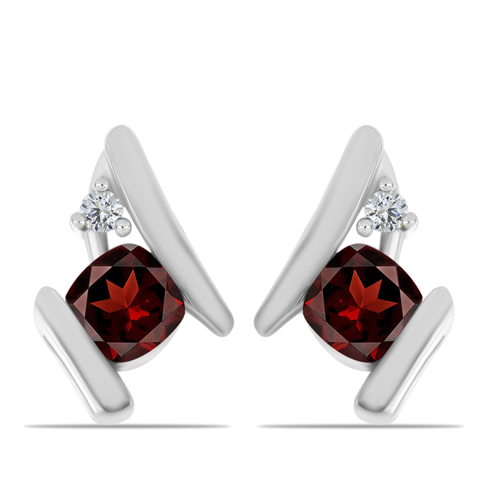Stříbro 925/1000 - Náušnice s Bartonským Granátem a Bílým Topazem - Karátové číslo: 0.8. přibližná hmotnost: 1.72 gramů 1 