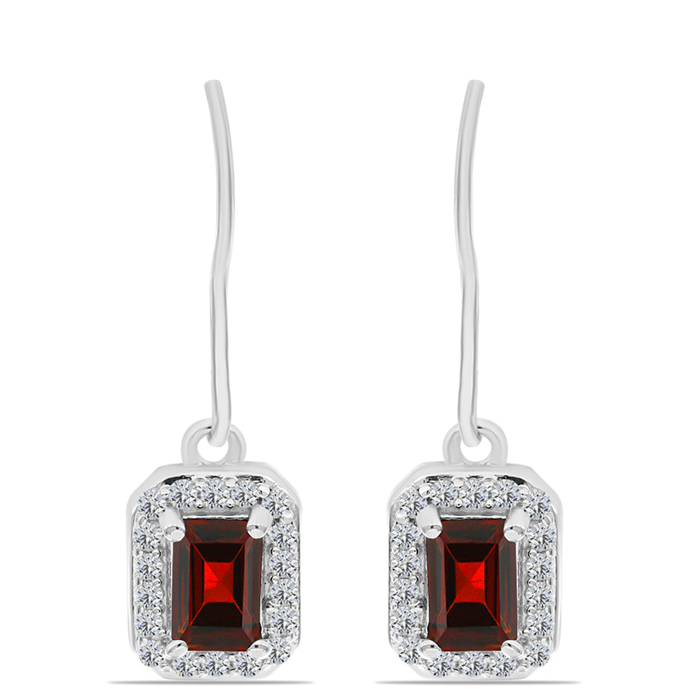 Stříbro 925/1000 - Náušnice s Bartonským Granátem a Bílým Topazem - Karátové číslo: 1.66. přibližná hmotnost: 2.64 gramů 1 