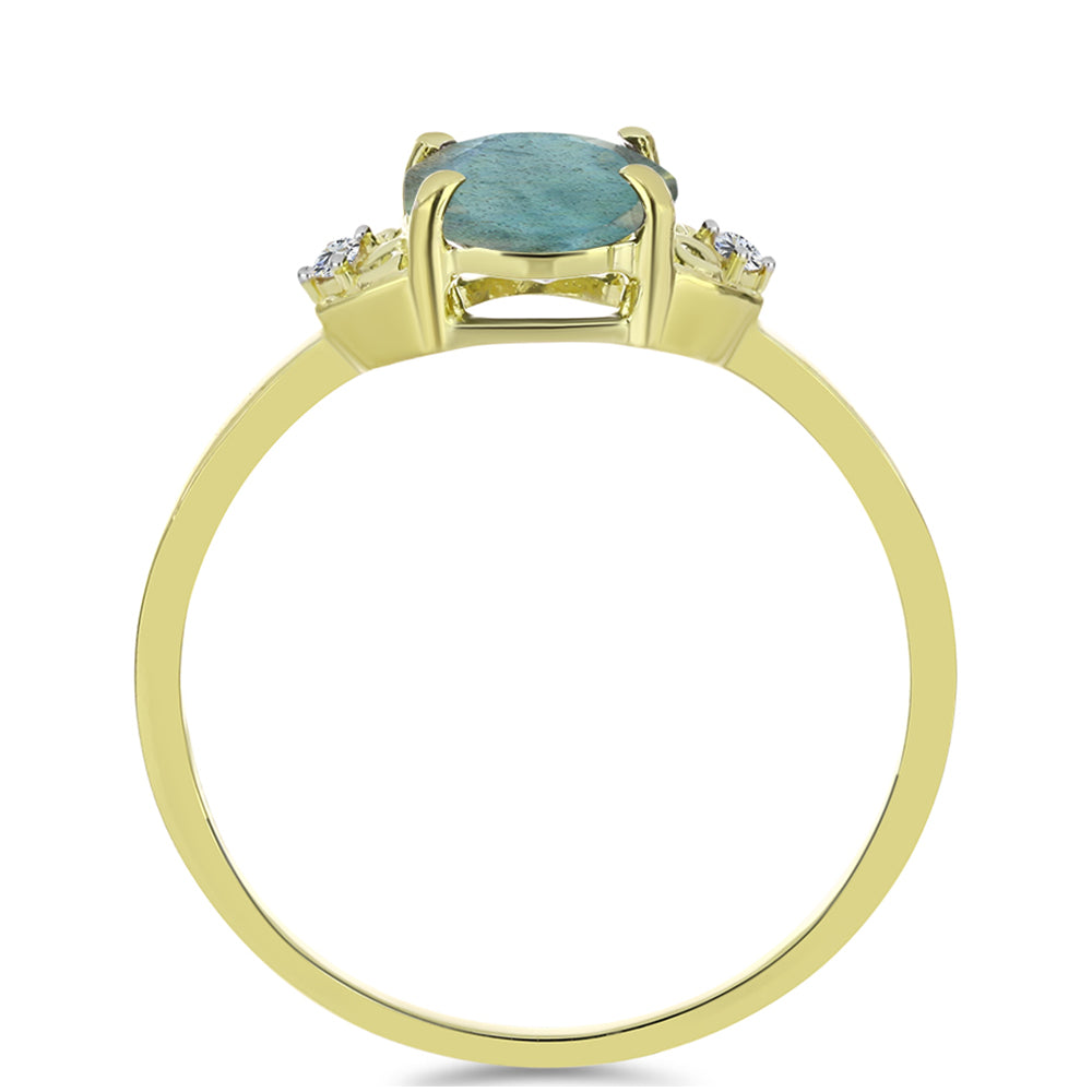 Pozlacený Stříbrný Prsten s Labradoritem a Bílým Topazem