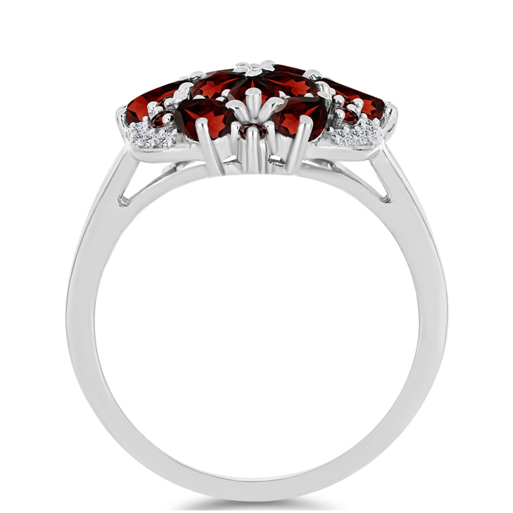 Stříbrný Prsten s Bartonským Granátem a Bílým Topazem