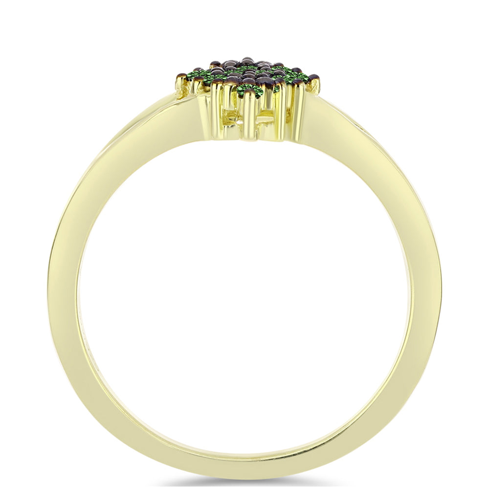 Pozlacený Stříbrný Prsten se Zeleným Diamantem 2 