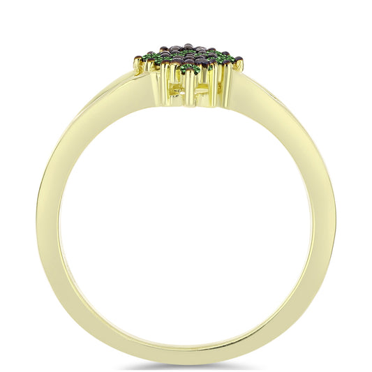 Pozlacený Stříbrný Prsten se Zeleným Diamantem