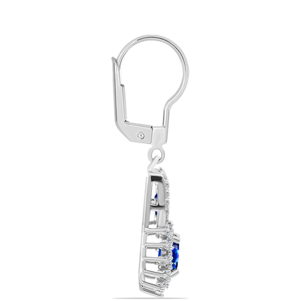 Stříbrné Náušnice s Australským Modrým Safírem a Bílým Topazem 2 