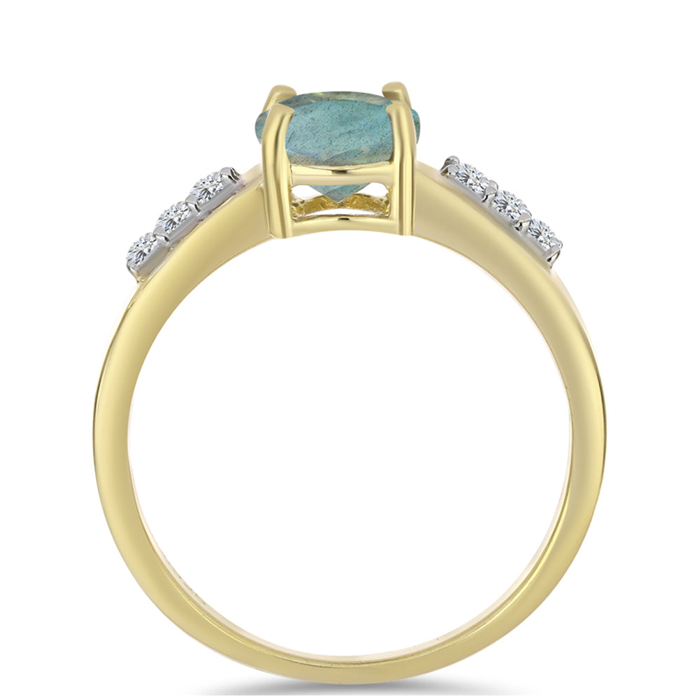 Pozlacený Stříbrný Prsten s Labradoritem a Bílým Topazem 2 