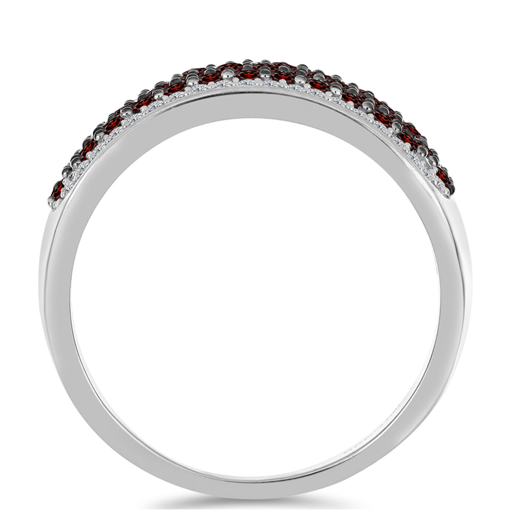 Stříbrný Prsten s Bartonským Granátem a Bílým Topazem 2 