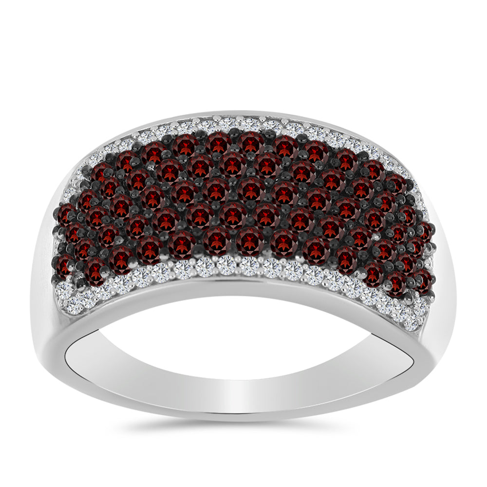 Stříbrný Prsten s Bartonským Granátem a Bílým Topazem