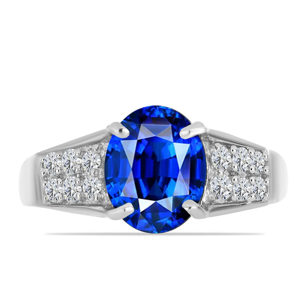 Stříbrný Prsten s Australským Modrým Safírem a Bílým Topazem 1 