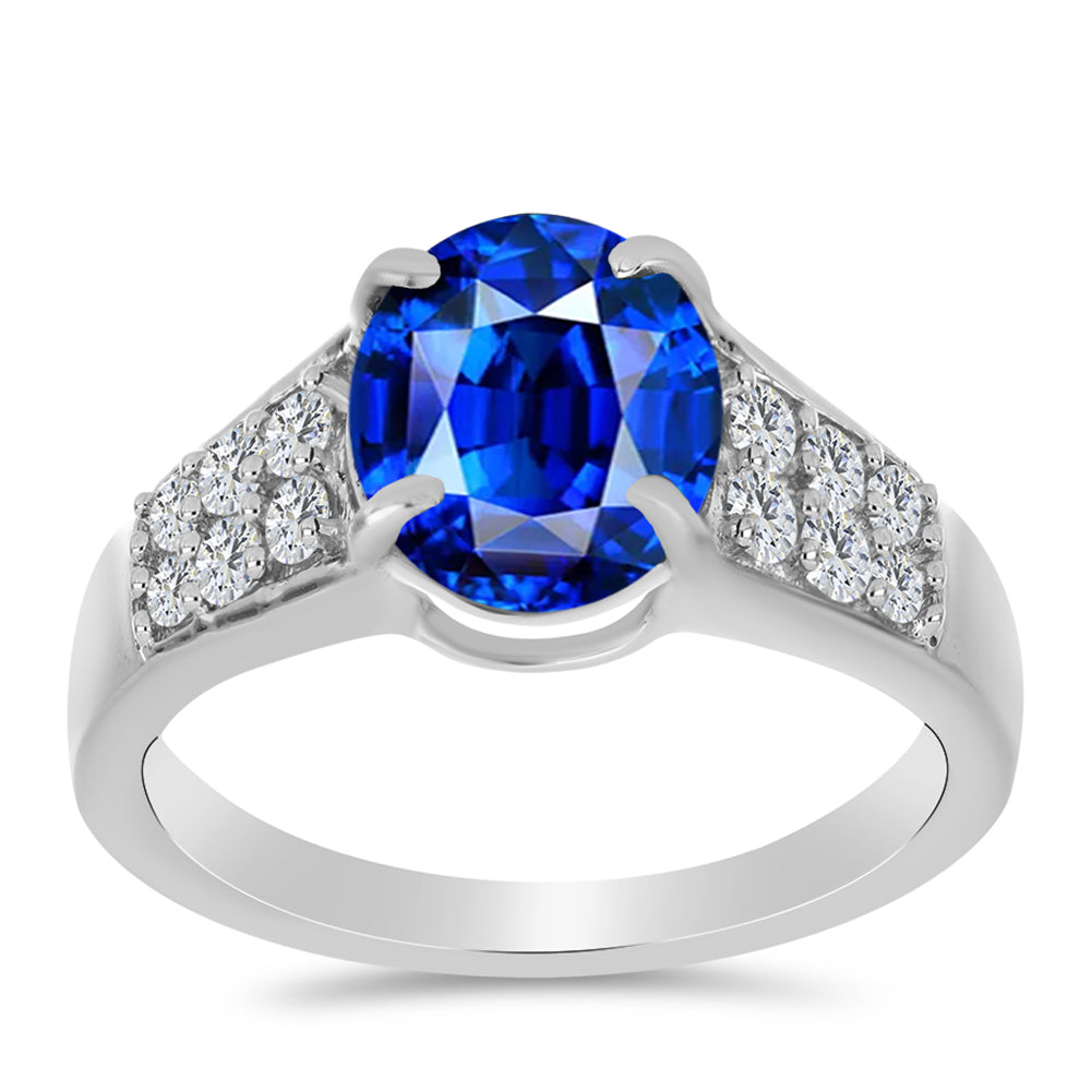 Stříbrný Prsten s Australským Modrým Safírem a Bílým Topazem