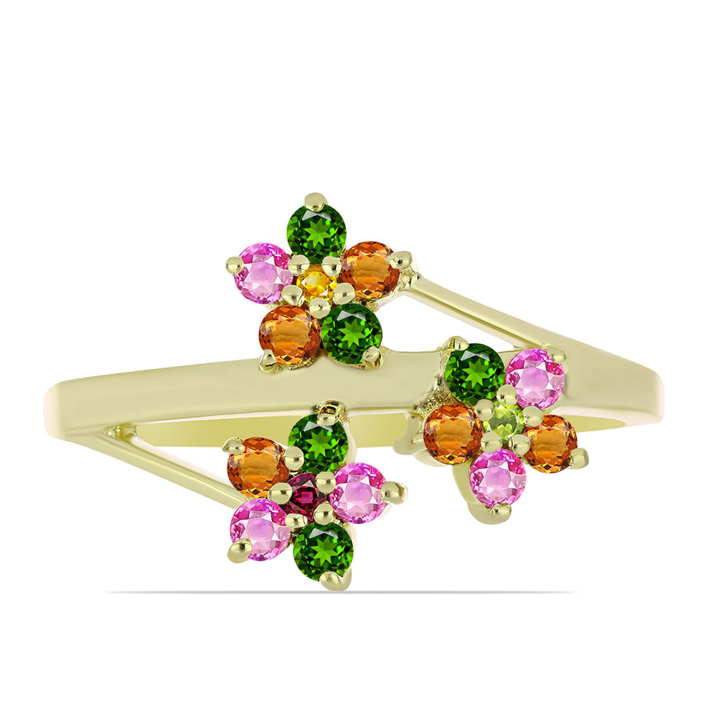 Pozlacené Stříbro 925/1000 - Prsten s Chakra Turmalínem - Karátové číslo: 0.73. přibližná hmotnost: 2.66 gramů 1 