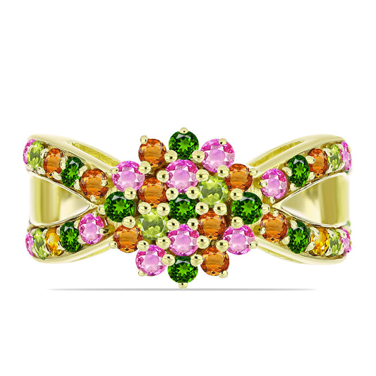 Pozlacený Stříbrný Prsten s Chakra Turmalínem