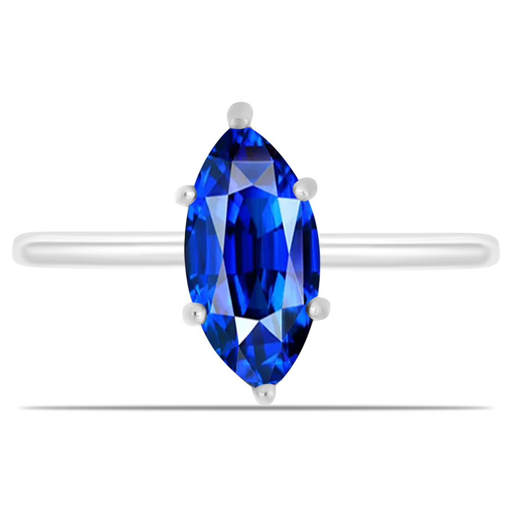 Stříbro 925/1000 - Prsten s Australským Modrým Safírem - Karátové číslo: 2.73. přibližná hmotnost: 2.06 gramů