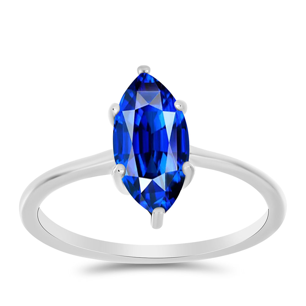 Stříbro 925/1000 - Prsten s Australským Modrým Safírem - Karátové číslo: 2.73. přibližná hmotnost: 2.06 gramů