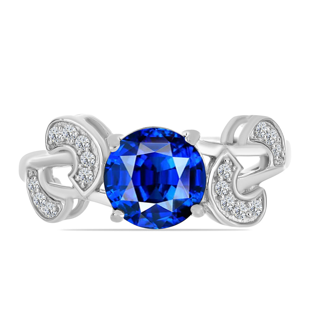 Stříbro 925/1000 - Prsten s Australským Modrým Safírem a Bílým Topazem - Karátové číslo: 2.84. přibližná hmotnost: 3.38 gramů 1 