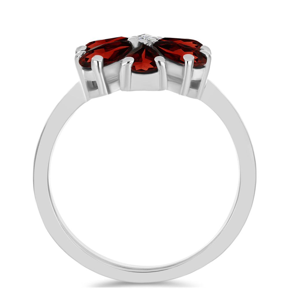 Stříbro 925/1000 - Prsten s Bartonským Granátem a Bílým Topazem - Karátové číslo: 1.71. přibližná hmotnost: 2.87 gramů