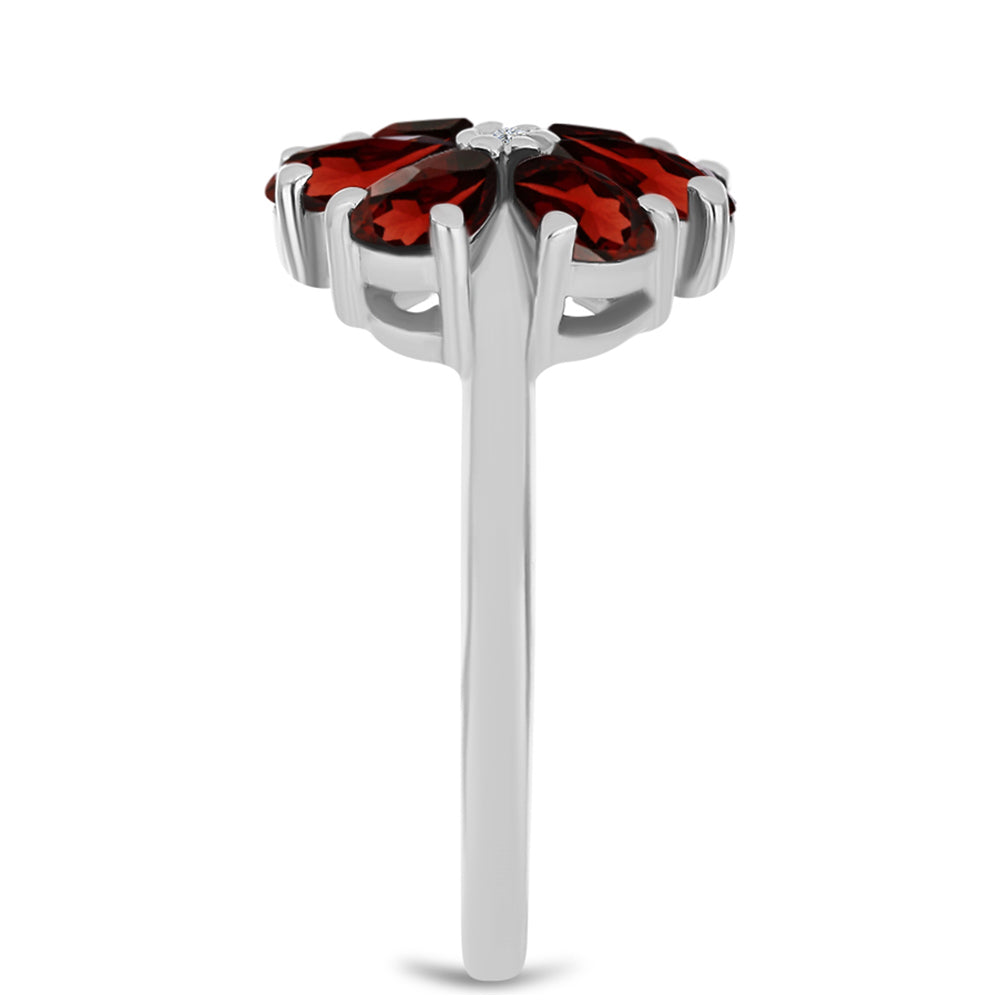 Stříbro 925/1000 - Prsten s Bartonským Granátem a Bílým Topazem - Karátové číslo: 1.71. přibližná hmotnost: 2.87 gramů 4 