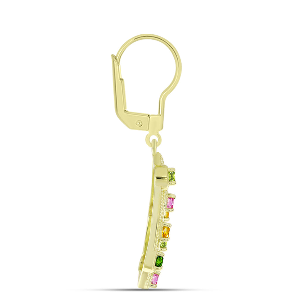 Pozlacené stříbro 925/1000 Náušnice s Chakra Turmalínem - Karátové číslo: 1.39. přibližná hmotnost: 5.2 gramů 2 