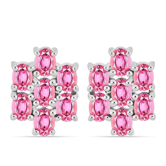 Stříbrné Náušnice s Růžovým Turmalínem z Pelmadulla