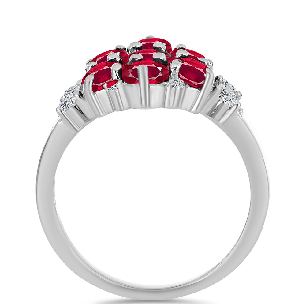 Stříbrný Prsten s Madagaskarským Rubínem a Bílým Topazem
