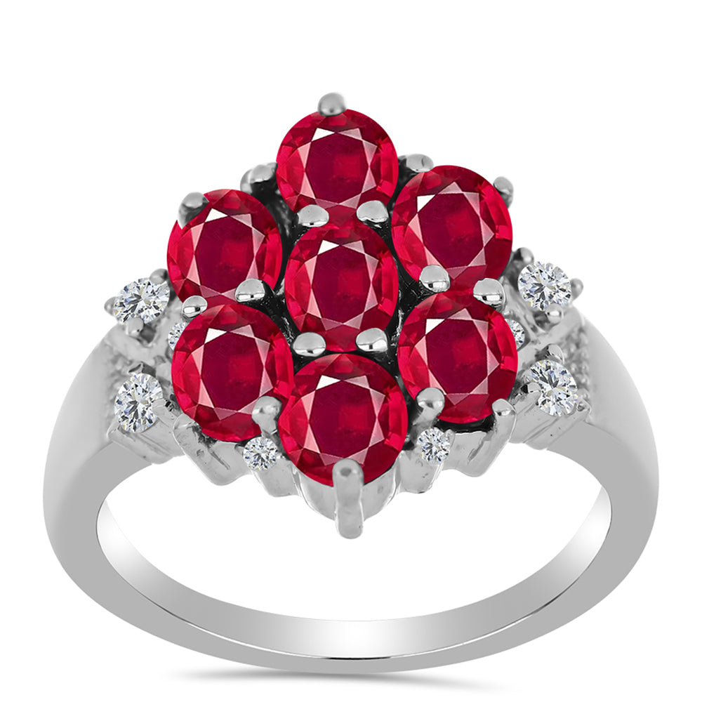 Stříbrný Prsten s Madagaskarským Rubínem a Bílým Topazem