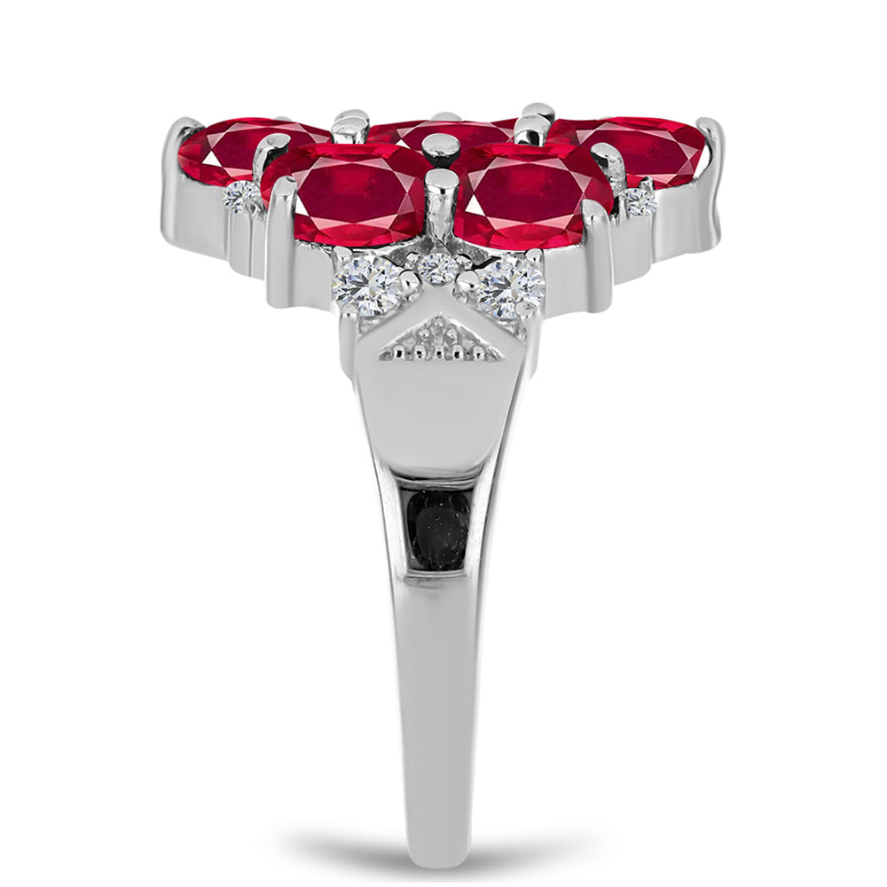 Stříbrný Prsten s Madagaskarským Rubínem a Bílým Topazem