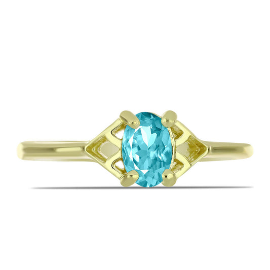 Pozlacené Stříbro 925/1000 - Prsten s Paraiba Křemenem - Karátové číslo: 0.39. přibližná hmotnost: 1.51 gramů