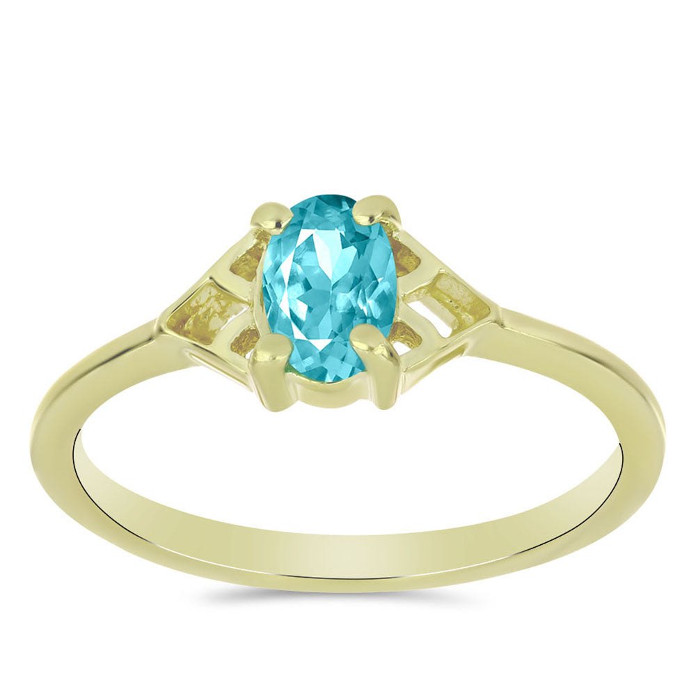 Pozlacené Stříbro 925/1000 - Prsten s Paraiba Křemenem - Karátové číslo: 0.39. přibližná hmotnost: 1.51 gramů 3 