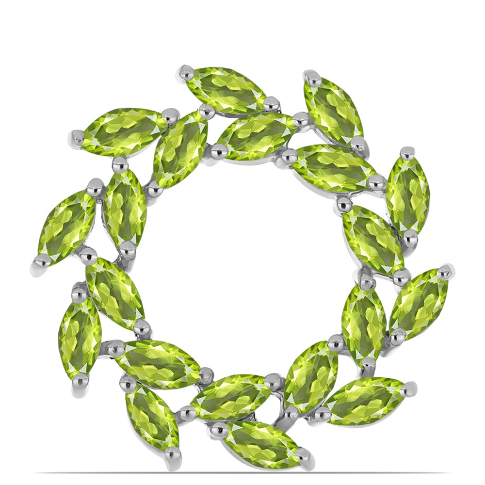 Stříbrný Brož s Čchang-pajským Peridotem