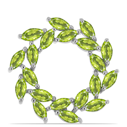 Stříbrný Brož s Čchang-pajským Peridotem