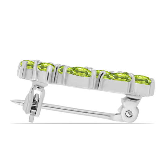 Stříbrný Brož s Čchang-pajským Peridotem