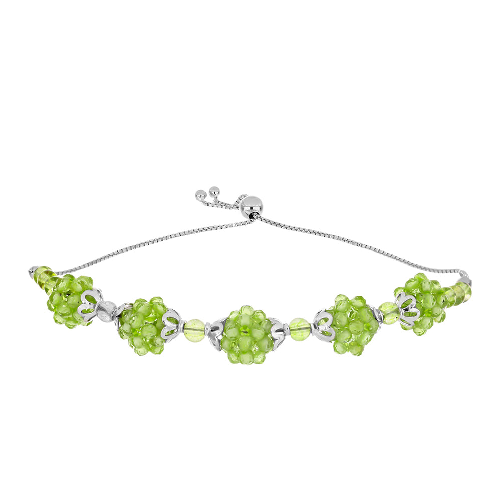 Stříbrný Náramek s Čchang-pajským Peridotem 3 