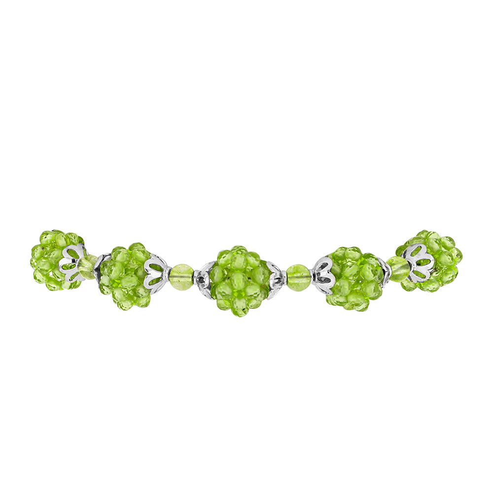 Stříbrný Náramek s Čchang-pajským Peridotem 2 