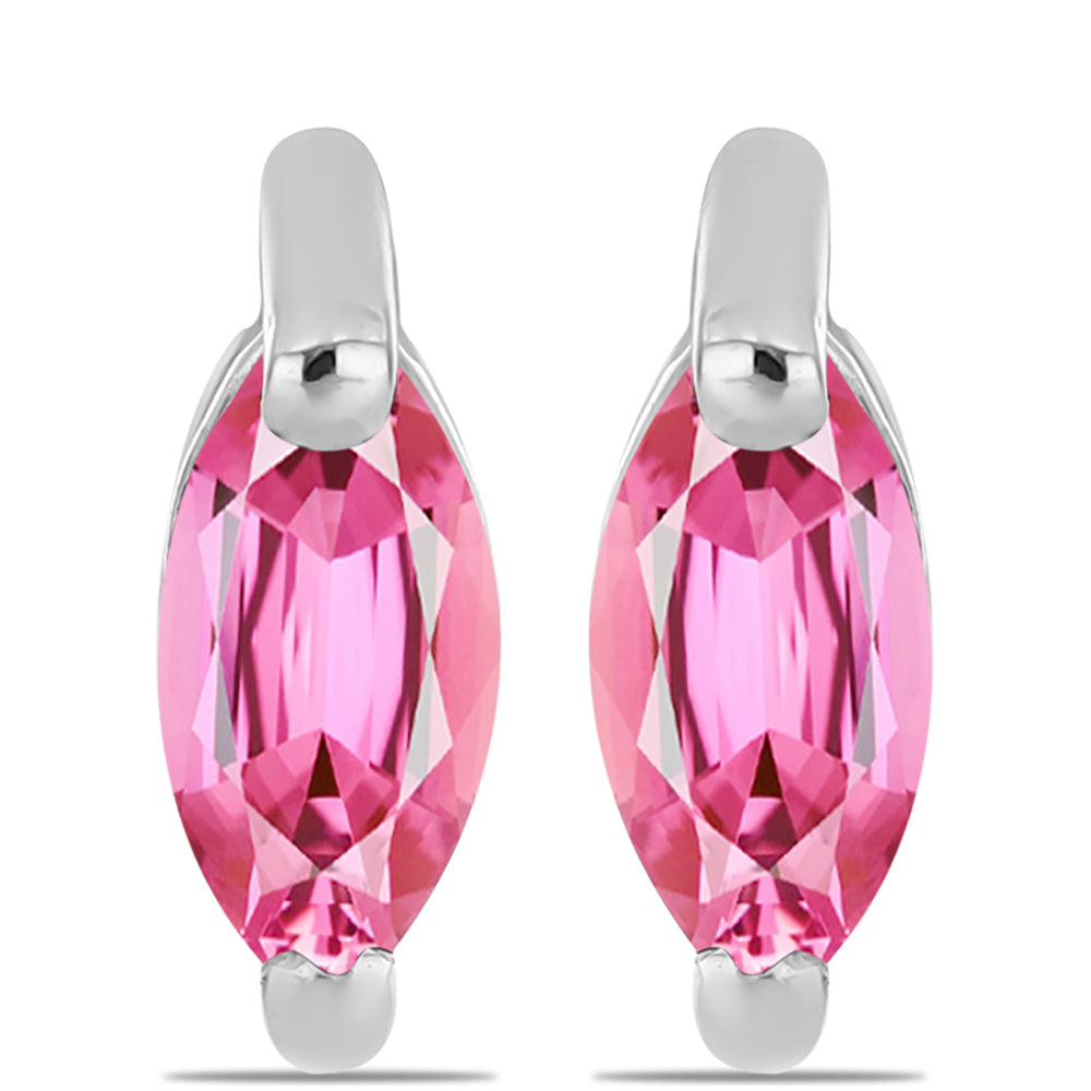 Stříbro 925/1000 - Náušnice s Růžovým Turmalínem z Pelmadulla - Karátové číslo: 0.28. přibližná hmotnost: 0.91 gramů