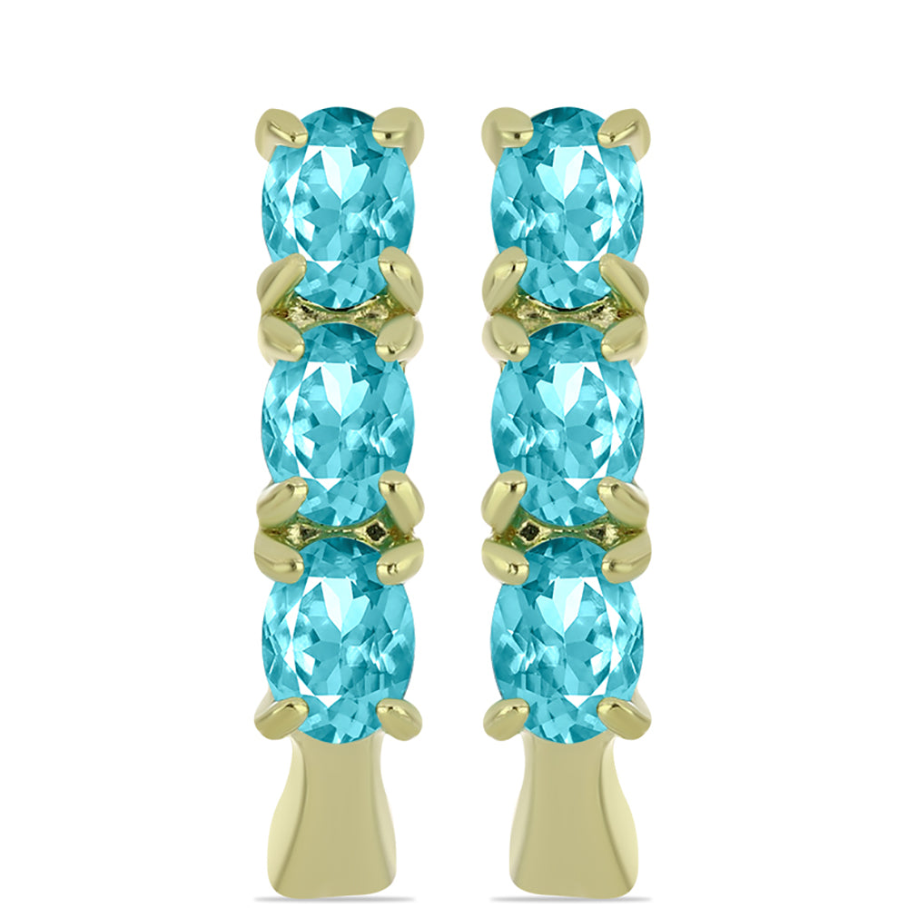 Pozlacené stříbro 925/1000 Náušnice s Paraiba Křemenem - Karátové číslo: 0.88. přibližná hmotnost: 2.85 gramů