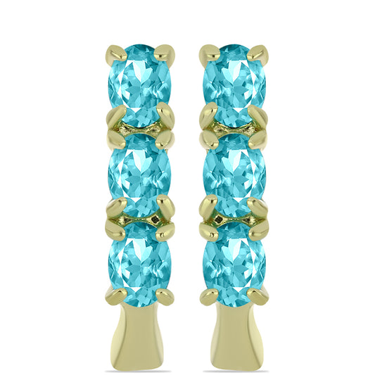 Pozlacené stříbro 925/1000 Náušnice s Paraiba Křemenem - Karátové číslo: 0.88. přibližná hmotnost: 2.85 gramů