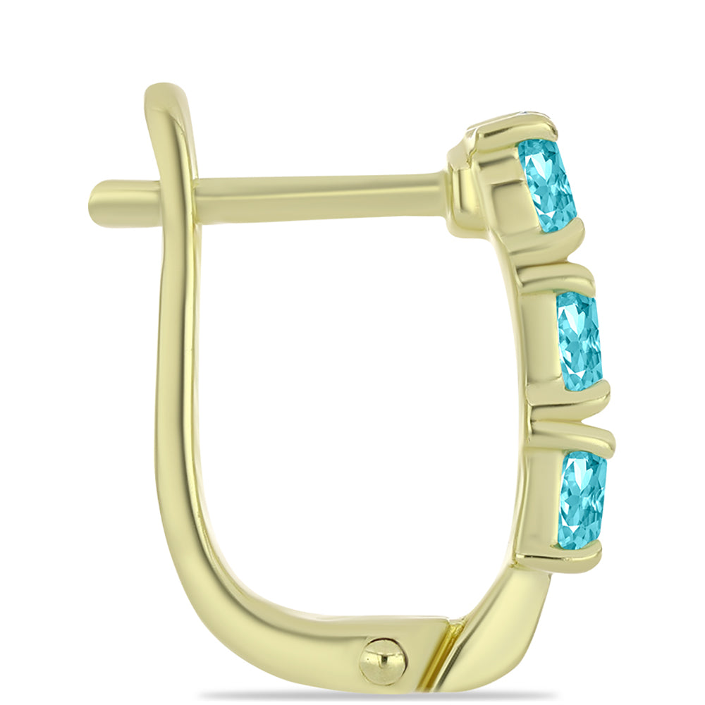 Pozlacené stříbro 925/1000 Náušnice s Paraiba Křemenem - Karátové číslo: 0.88. přibližná hmotnost: 2.85 gramů 4 