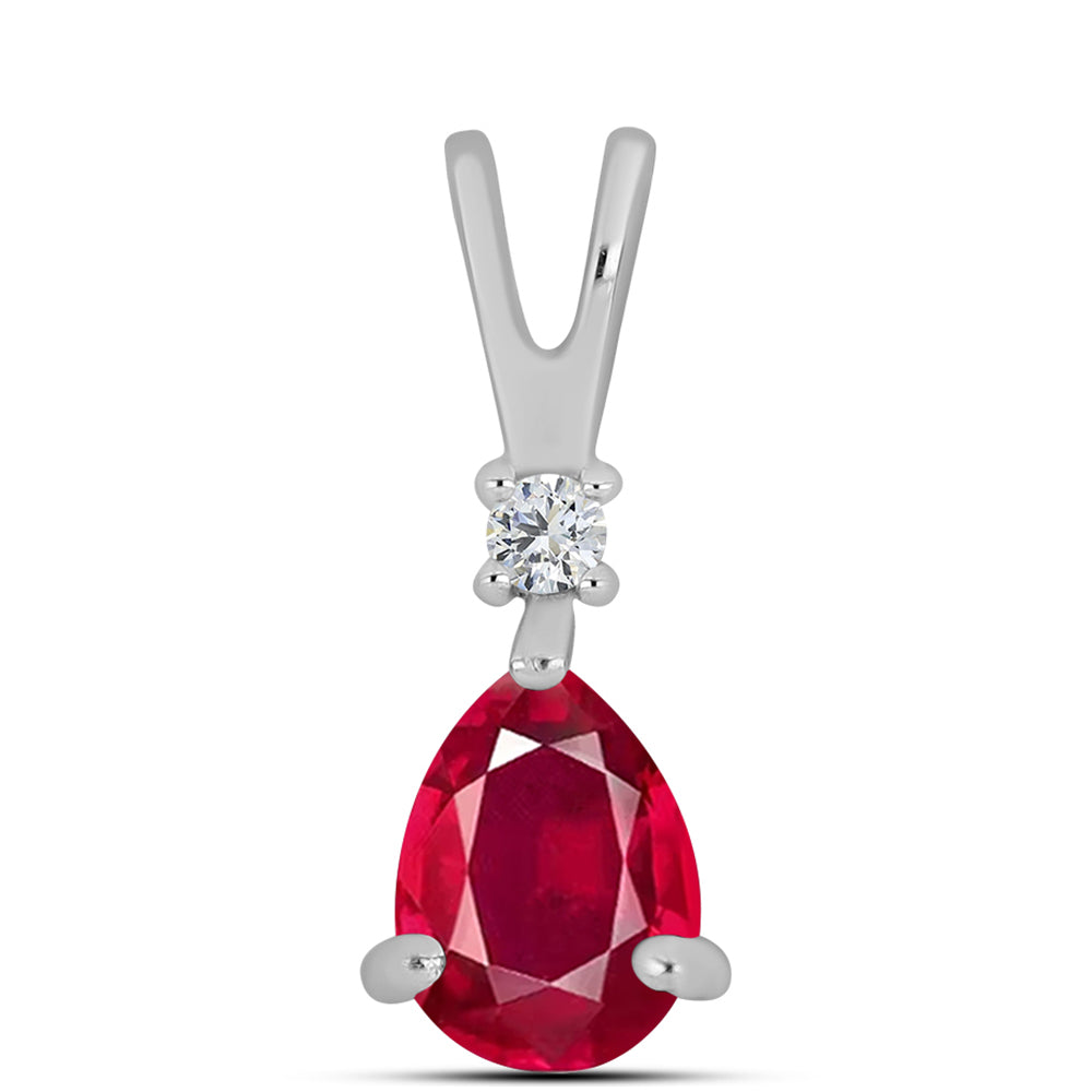 Stříbro 925/1000 - Přívěsek s Madagaskarským Rubínem a Bílým Topazem - Karátové číslo: 1.03. přibližná hmotnost: 0.77 gramů 1 