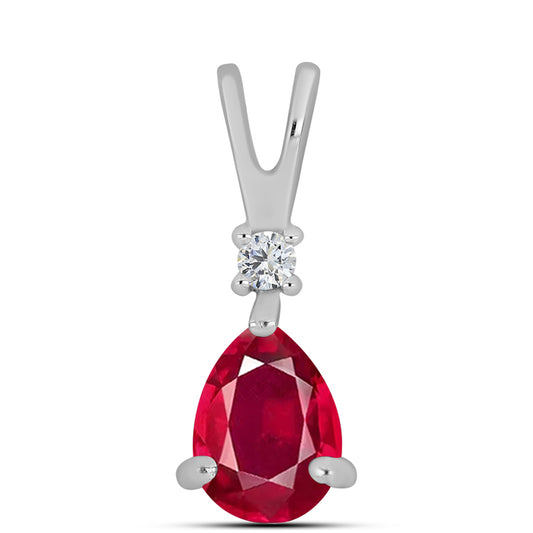 Stříbro 925/1000 - Přívěsek s Madagaskarským Rubínem a Bílým Topazem - Karátové číslo: 1.03. přibližná hmotnost: 0.77 gramů