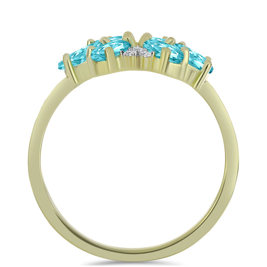 Pozlacené Stříbro 925/1000 - Prsten s Paraiba Křemenem a Bílým Topazem - Karátové číslo: 1.18. přibližná hmotnost: 2.99 gramů