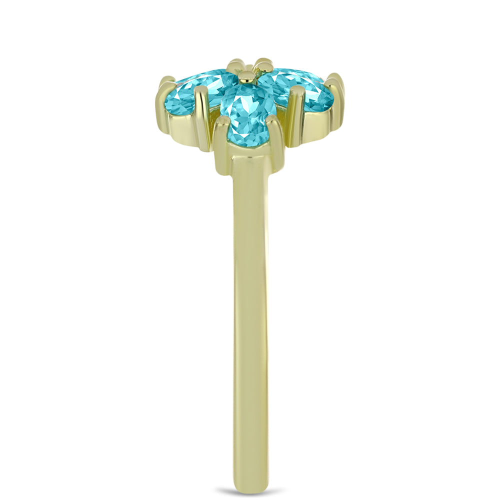 Pozlacené Stříbro 925/1000 - Prsten s Paraiba Křemenem a Bílým Topazem - Karátové číslo: 1.18. přibližná hmotnost: 2.99 gramů 4 