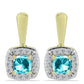 Pozlacené Stříbro 925/1000 - Náušnice s Paraiba Křemenem a Bílým Topazem - Karátové číslo: 0.74. přibližná hmotnost: 2.9 gramů