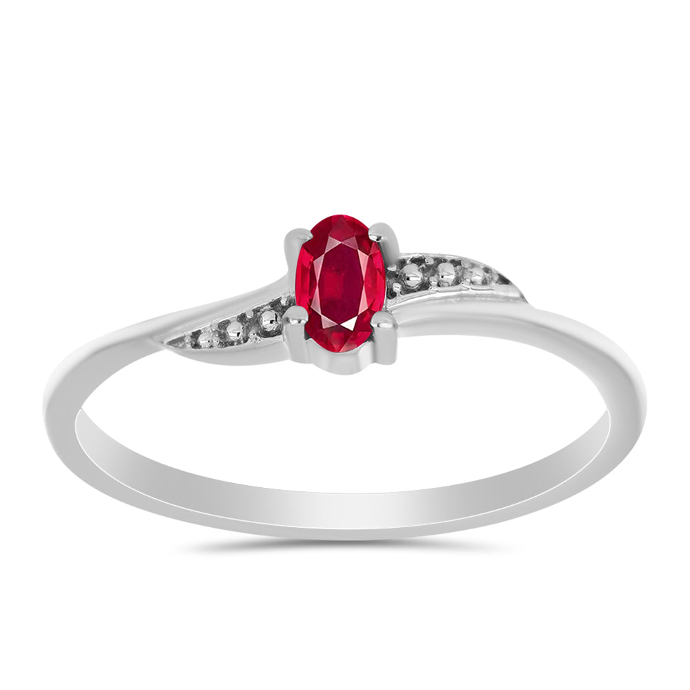 Stříbro 925/1000 - Prsten s Madagaskarským Rubínem - Karátové číslo: 0.34. přibližná hmotnost: 1.65 gramů