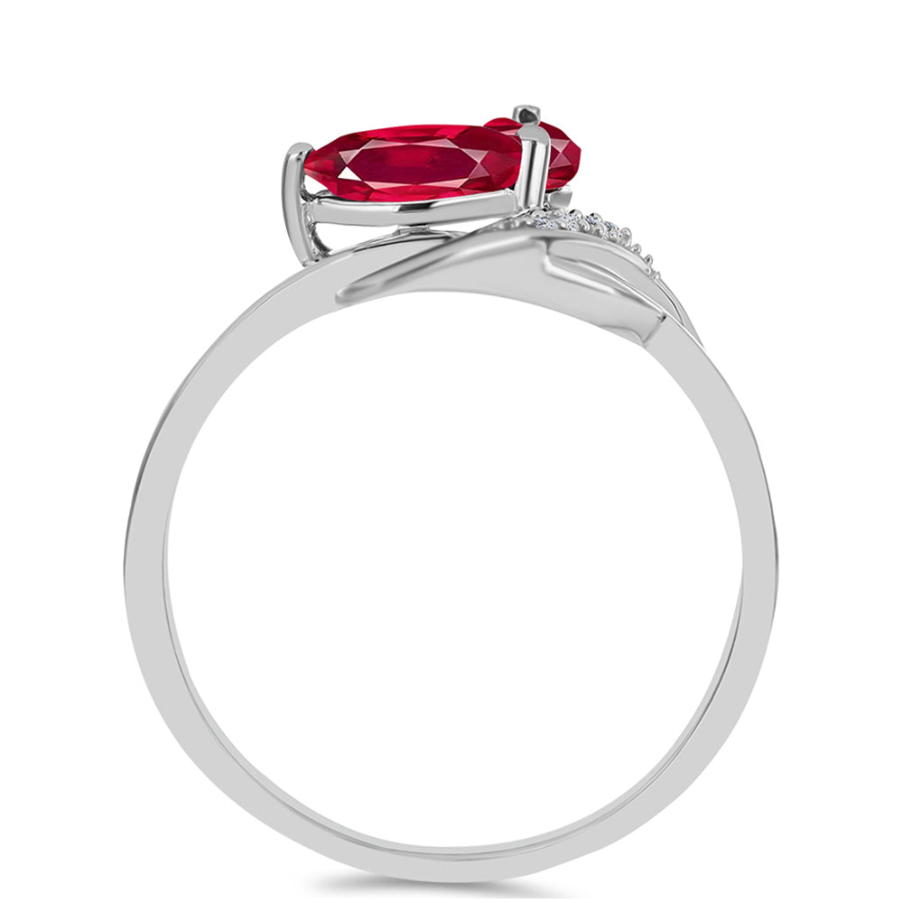 Stříbro 925/1000 - Prsten s Madagaskarským Rubínem a Bílým Topazem - Karátové číslo: 0.71. přibližná hmotnost: 1.54 gramů 2 