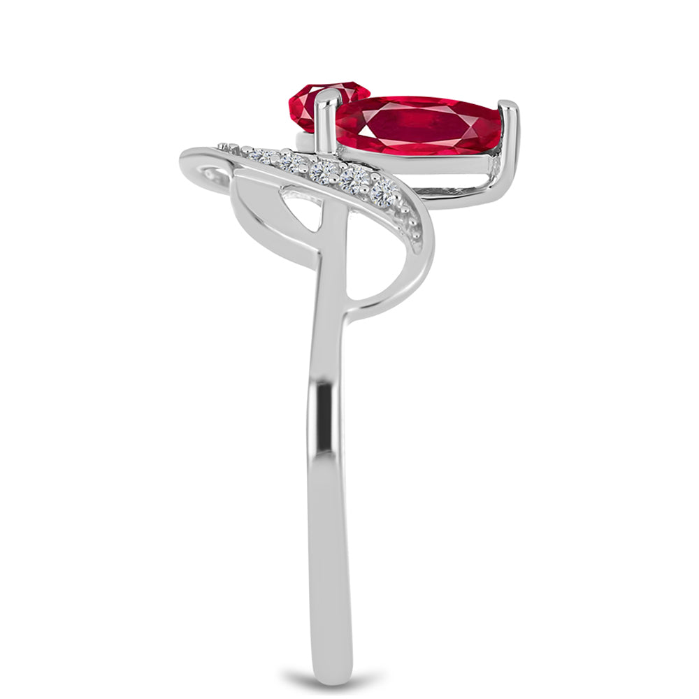 Stříbro 925/1000 - Prsten s Madagaskarským Rubínem a Bílým Topazem - Karátové číslo: 0.71. přibližná hmotnost: 1.54 gramů 4 