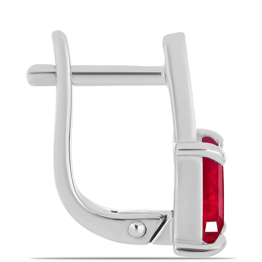 Stříbro 925/1000 - Náušnice s Madagaskarským Rubínem a Bílým Topazem - Karátové číslo: 2.6. přibližná hmotnost: 3.46 gramů